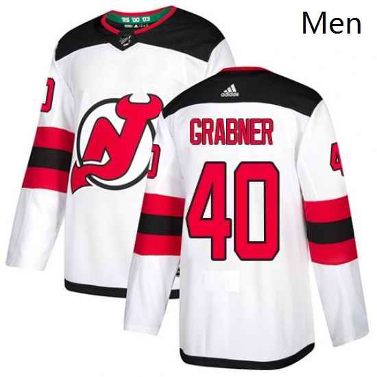 Mens Adidas New Jersey Devils 40 Michael Grabner Authentic White Away NHL Jersey